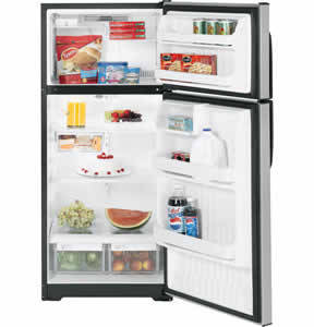 GE GTL17JBWBS CleanSteel Top-Freezer Refrigerator